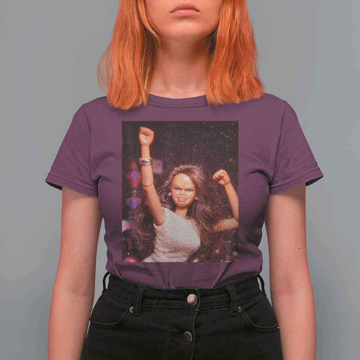 Funny Angry Doll Face Meme Graphic T Shirt For Women Unhinged Baby Stankface Reaction