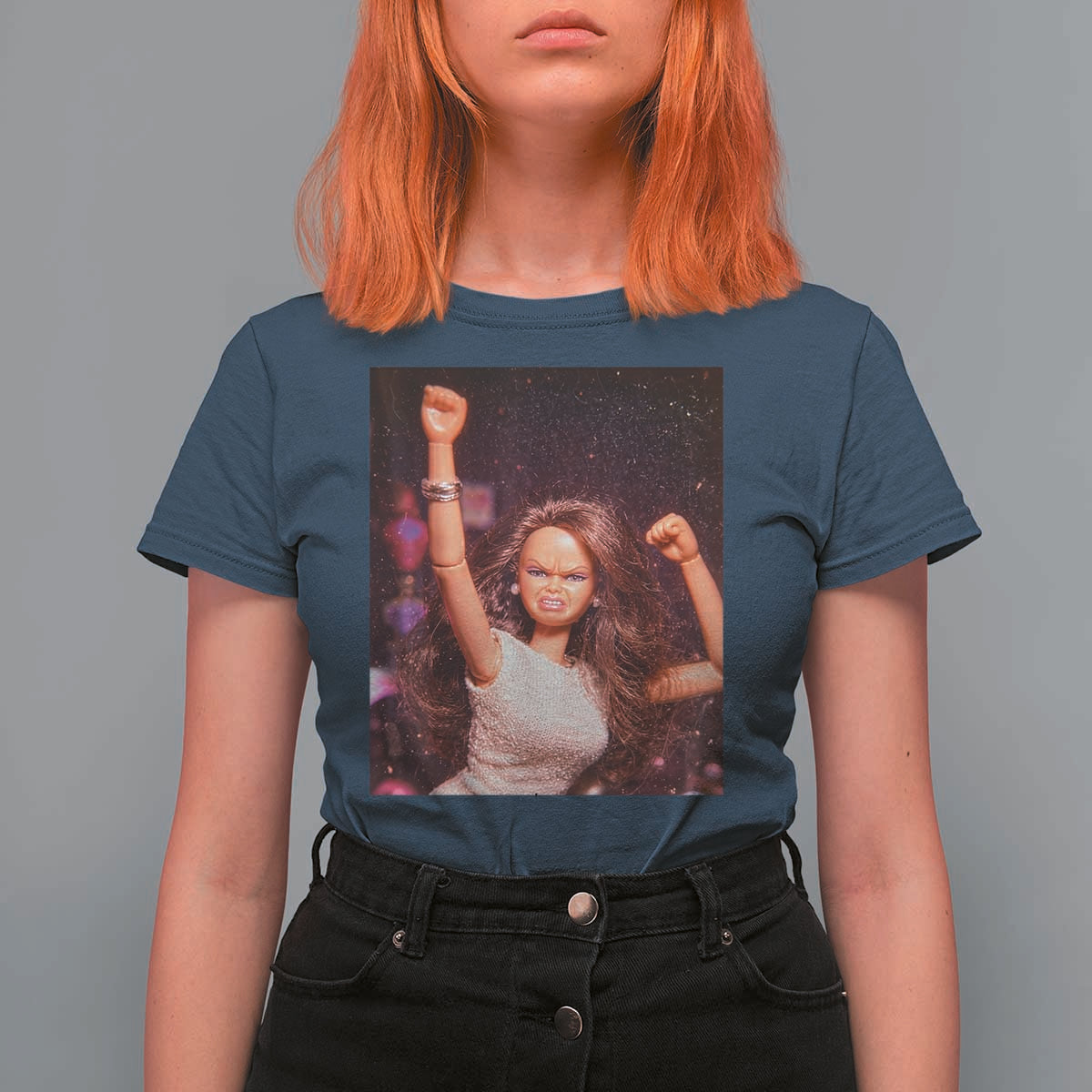 Funny Angry Doll Face Meme Graphic T Shirt For Women Unhinged Baby Stankface Reaction
