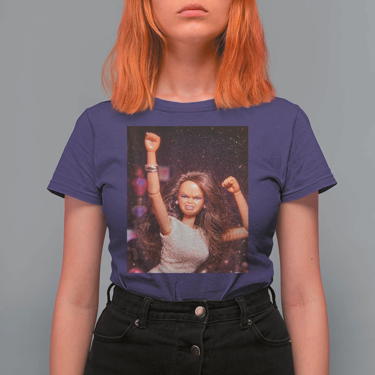 Funny Angry Doll Face Meme Graphic T Shirt For Women Unhinged Baby Stankface Reaction