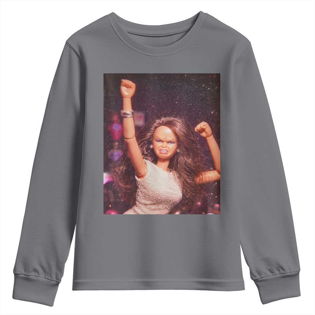 Funny Angry Doll Face Meme Graphic Youth Sweatshirt Unhinged Baby Stankface Reaction