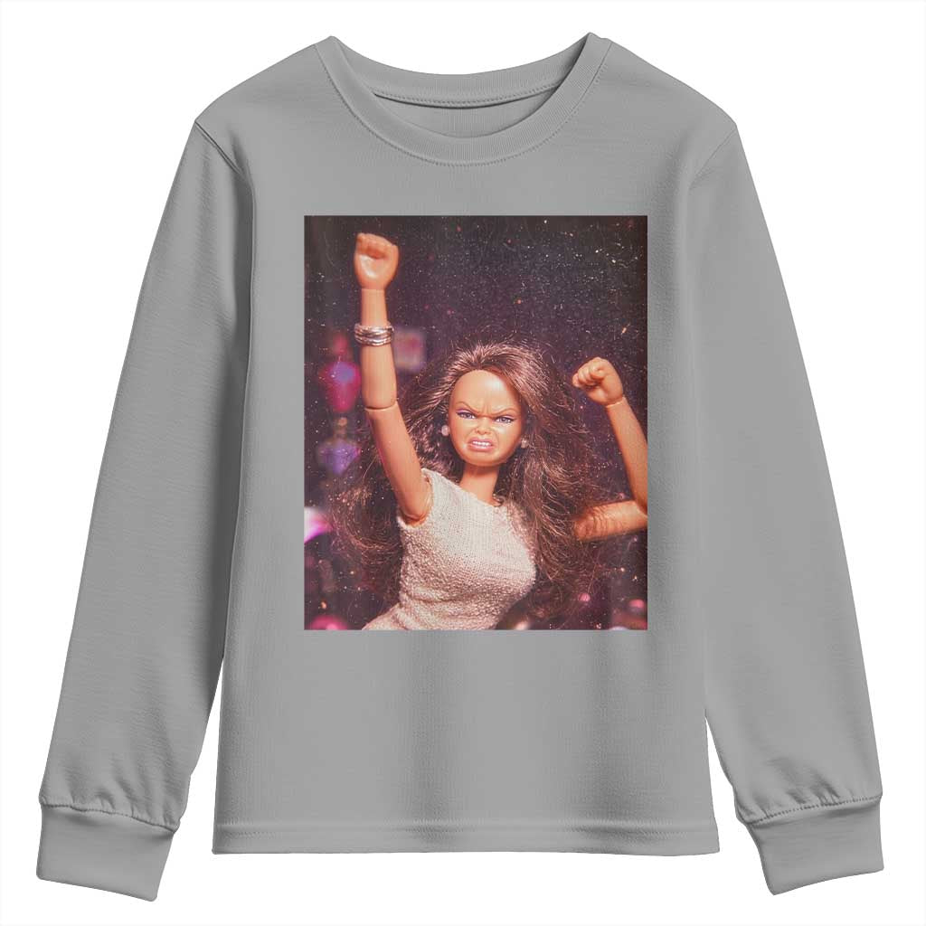 Funny Angry Doll Face Meme Graphic Youth Sweatshirt Unhinged Baby Stankface Reaction