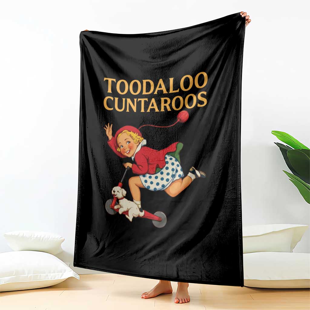 Toodaloo Cuntaroos Funny Offensive Retro Goodbye Throw Blanket Vintage Scooter Girl Cartoon Edgy Adult Humor
