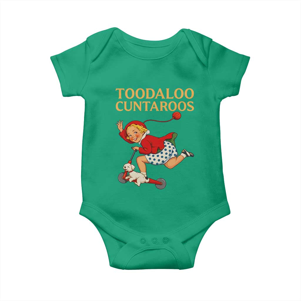 Toodaloo Cuntaroos Funny Offensive Retro Goodbye Baby Onesie Vintage Scooter Girl Cartoon Edgy Adult Humor