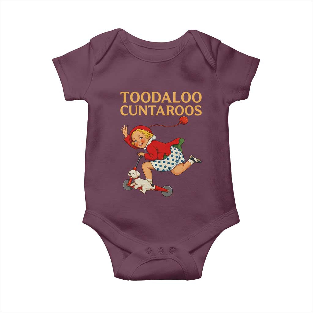 Toodaloo Cuntaroos Funny Offensive Retro Goodbye Baby Onesie Vintage Scooter Girl Cartoon Edgy Adult Humor