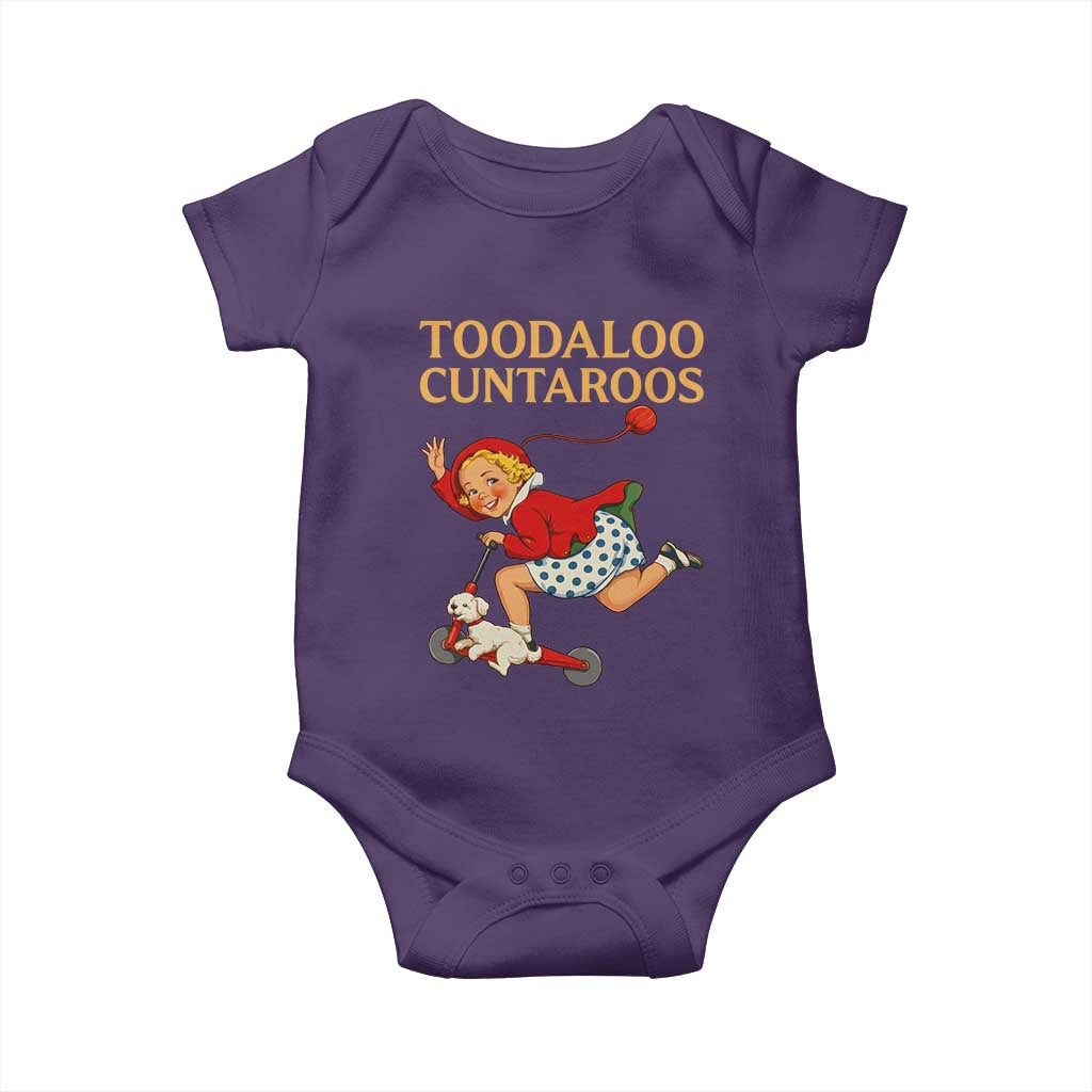 Toodaloo Cuntaroos Funny Offensive Retro Goodbye Baby Onesie Vintage Scooter Girl Cartoon Edgy Adult Humor
