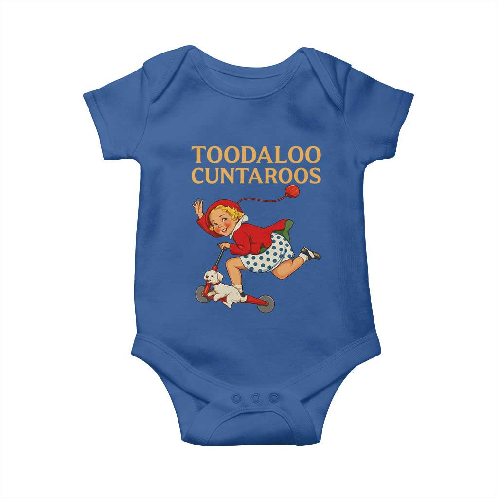 Toodaloo Cuntaroos Funny Offensive Retro Goodbye Baby Onesie Vintage Scooter Girl Cartoon Edgy Adult Humor