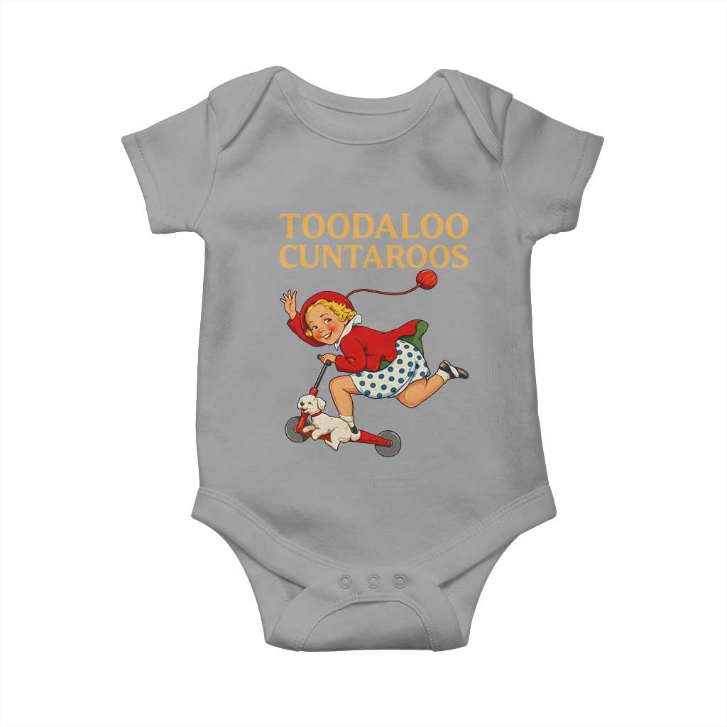 Toodaloo Cuntaroos Funny Offensive Retro Goodbye Baby Onesie Vintage Scooter Girl Cartoon Edgy Adult Humor