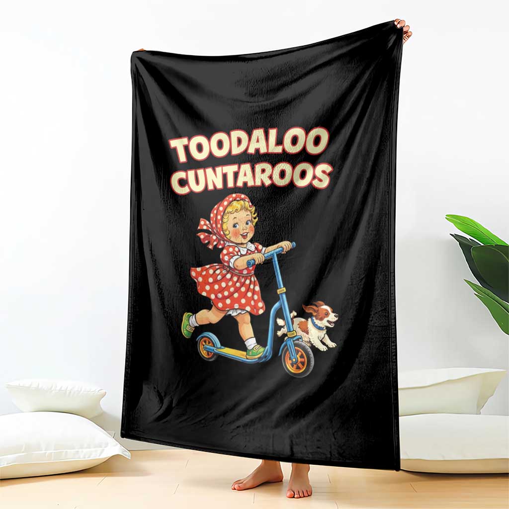 Toodaloo Cuntaroos Retro Scooter Girl Throw Blanket Funny Offensive Retro Goodbye Meme Dark Humor