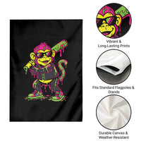 Neon Dripping Monkey Baseball Graphic Garden Flag Ball Party Game Day Vibes