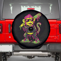 Neon Dripping Monkey Baseball Graphic Spare Tire Cover Ball Party Game Day Vibes