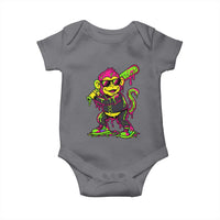 Neon Dripping Monkey Baseball Graphic Baby Onesie Ball Party Game Day Vibes