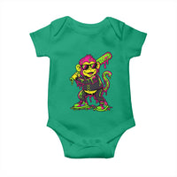 Neon Dripping Monkey Baseball Graphic Baby Onesie Ball Party Game Day Vibes
