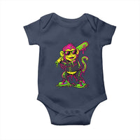 Neon Dripping Monkey Baseball Graphic Baby Onesie Ball Party Game Day Vibes