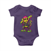Neon Dripping Monkey Baseball Graphic Baby Onesie Ball Party Game Day Vibes