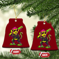 Neon Dripping Monkey Baseball Graphic Ceramic Ornament Ball Party Game Day Vibes