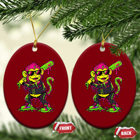 Neon Dripping Monkey Baseball Graphic Ceramic Ornament Ball Party Game Day Vibes