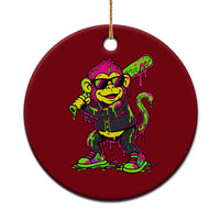 Neon Dripping Monkey Baseball Graphic Ceramic Ornament Ball Party Game Day Vibes