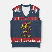 Neon Dripping Monkey Baseball Graphic V-Neck Knit Sweater Vest Ball Party Game Day Vibes