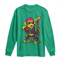 Neon Dripping Monkey Baseball Graphic Long Sleeve Shirt Ball Party Game Day Vibes