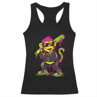 Neon Dripping Monkey Baseball Graphic Racerback Tank Top Ball Party Game Day Vibes