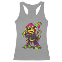 Neon Dripping Monkey Baseball Graphic Racerback Tank Top Ball Party Game Day Vibes