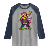 Neon Dripping Monkey Baseball Graphic Raglan Shirt Ball Party Game Day Vibes