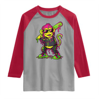 Neon Dripping Monkey Baseball Graphic Raglan Shirt Ball Party Game Day Vibes