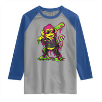 Neon Dripping Monkey Baseball Graphic Raglan Shirt Ball Party Game Day Vibes
