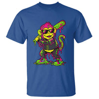 Neon Dripping Monkey Baseball Graphic T Shirt Ball Party Game Day Vibes