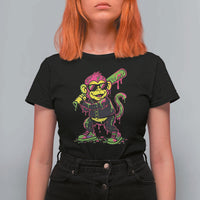 Neon Dripping Monkey Baseball Graphic T Shirt For Women Ball Party Game Day Vibes
