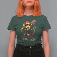 Neon Dripping Monkey Baseball Graphic T Shirt For Women Ball Party Game Day Vibes
