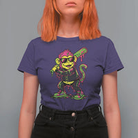 Neon Dripping Monkey Baseball Graphic T Shirt For Women Ball Party Game Day Vibes