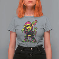 Neon Dripping Monkey Baseball Graphic T Shirt For Women Ball Party Game Day Vibes