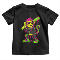 Neon Dripping Monkey Baseball Graphic Toddler T Shirt Ball Party Game Day Vibes