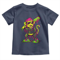 Neon Dripping Monkey Baseball Graphic Toddler T Shirt Ball Party Game Day Vibes