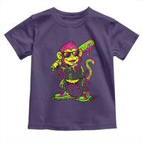 Neon Dripping Monkey Baseball Graphic Toddler T Shirt Ball Party Game Day Vibes