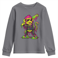 Neon Dripping Monkey Baseball Graphic Youth Sweatshirt Ball Party Game Day Vibes