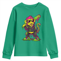 Neon Dripping Monkey Baseball Graphic Youth Sweatshirt Ball Party Game Day Vibes