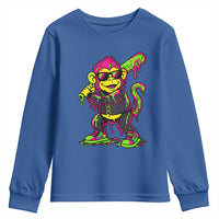 Neon Dripping Monkey Baseball Graphic Youth Sweatshirt Ball Party Game Day Vibes