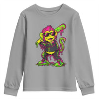 Neon Dripping Monkey Baseball Graphic Youth Sweatshirt Ball Party Game Day Vibes