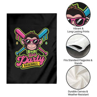 Lets Party Baseball Monkey Game Day Garden Flag Neon Dripping Bats Funny Baseball Fan Party Ball