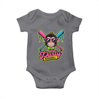 Lets Party Baseball Monkey Game Day Baby Onesie Neon Dripping Bats Funny Baseball Fan Party Ball
