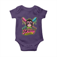 Lets Party Baseball Monkey Game Day Baby Onesie Neon Dripping Bats Funny Baseball Fan Party Ball