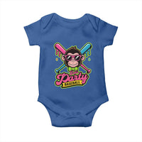 Lets Party Baseball Monkey Game Day Baby Onesie Neon Dripping Bats Funny Baseball Fan Party Ball