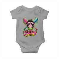 Lets Party Baseball Monkey Game Day Baby Onesie Neon Dripping Bats Funny Baseball Fan Party Ball
