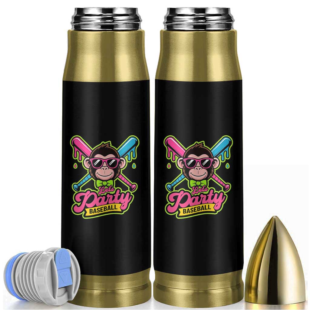Lets Party Baseball Monkey Game Day Bullet Tumbler Neon Dripping Bats Funny Baseball Fan Party Ball