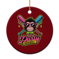Lets Party Baseball Monkey Game Day Ceramic Ornament Neon Dripping Bats Funny Baseball Fan Party Ball