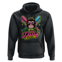Lets Party Baseball Monkey Game Day Hoodie Neon Dripping Bats Funny Baseball Fan Party Ball