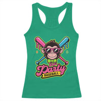 Lets Party Baseball Monkey Game Day Racerback Tank Top Neon Dripping Bats Funny Baseball Fan Party Ball