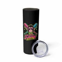 Lets Party Baseball Monkey Game Day Skinny Tumbler Neon Dripping Bats Funny Baseball Fan Party Ball